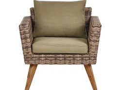 Outlet Beliani Set da giardino con tavolo 4 posti VITTORIA Rattan sintetico (PE) Verde oliva Naturale Marrone Verde