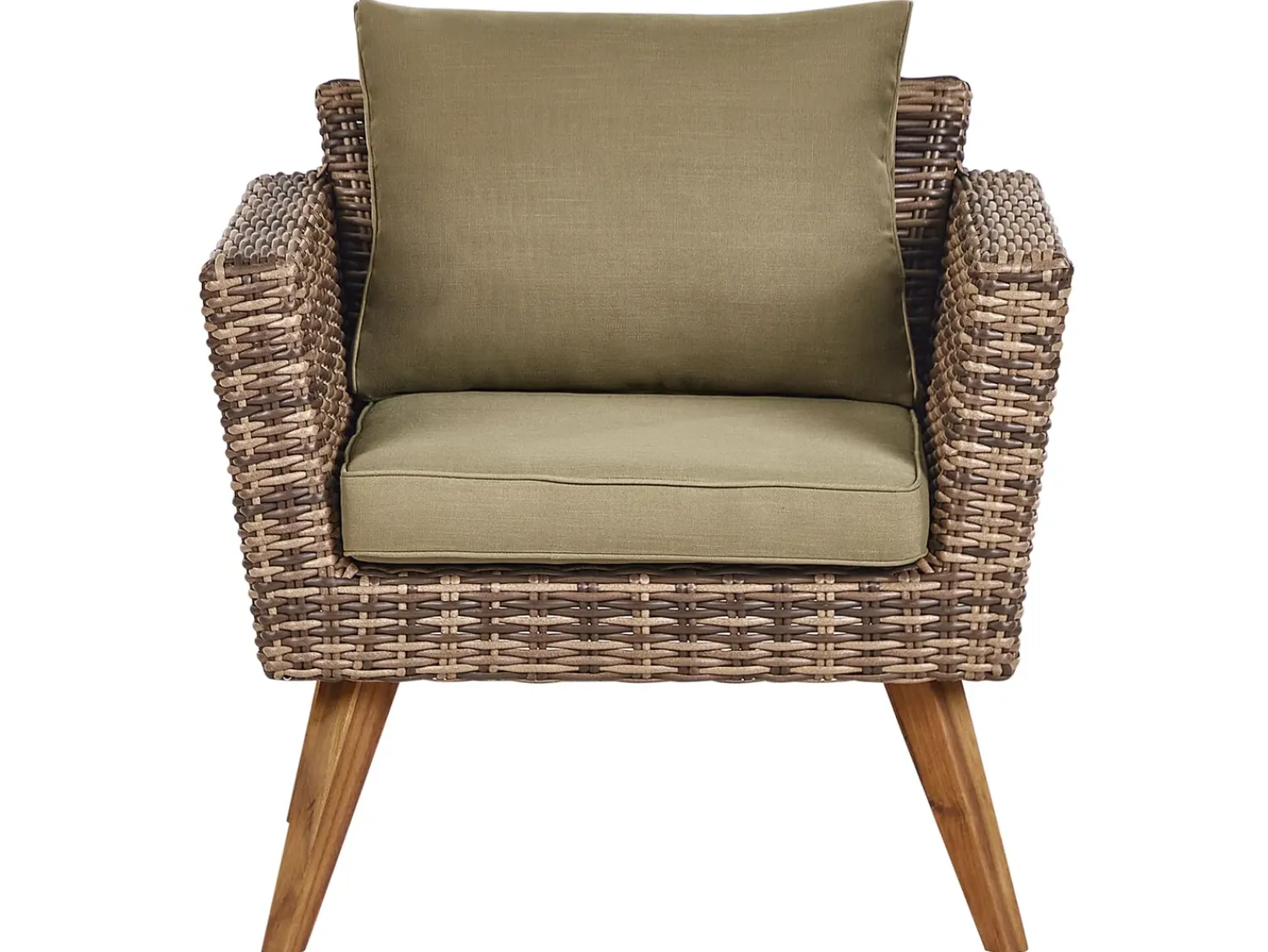 Outlet Beliani Set da giardino con tavolo 4 posti VITTORIA Rattan sintetico (PE) Verde oliva Naturale Marrone Verde