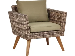 Outlet Beliani Set da giardino con tavolo 4 posti VITTORIA Rattan sintetico (PE) Verde oliva Naturale Marrone Verde
