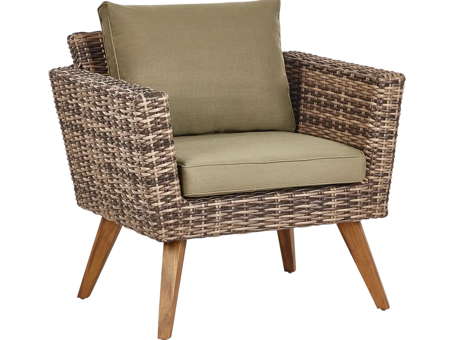 Outlet Beliani Set da giardino con tavolo 4 posti VITTORIA Rattan sintetico (PE) Verde oliva Naturale Marrone Verde