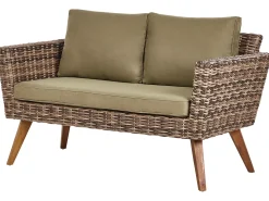 Outlet Beliani Set da giardino con tavolo 4 posti VITTORIA Rattan sintetico (PE) Verde oliva Naturale Marrone Verde