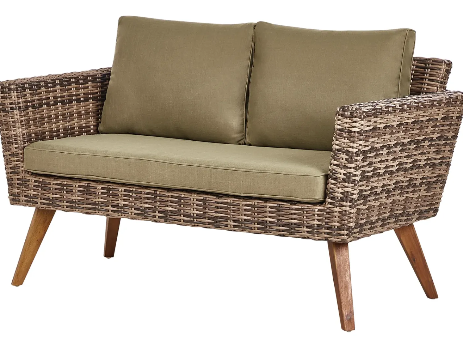 Outlet Beliani Set da giardino con tavolo 4 posti VITTORIA Rattan sintetico (PE) Verde oliva Naturale Marrone Verde