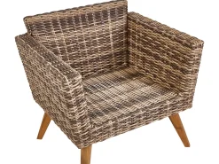 Outlet Beliani Set da giardino con tavolo 4 posti VITTORIA Rattan sintetico (PE) Verde oliva Naturale Marrone Verde