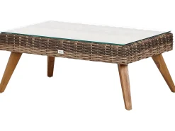 Outlet Beliani Set da giardino con tavolo 4 posti VITTORIA Rattan sintetico (PE) Verde oliva Naturale Marrone Verde