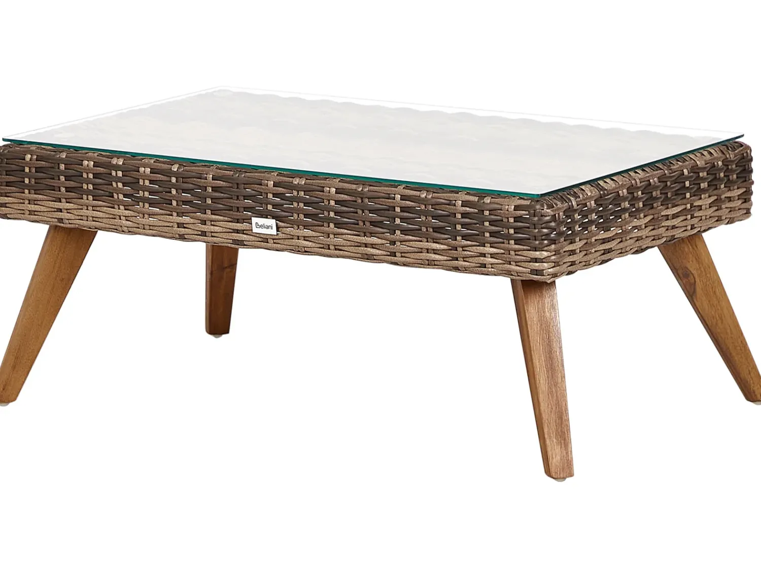 Outlet Beliani Set da giardino con tavolo 4 posti VITTORIA Rattan sintetico (PE) Verde oliva Naturale Marrone Verde