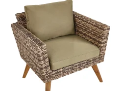Outlet Beliani Set da giardino con tavolo 4 posti VITTORIA Rattan sintetico (PE) Verde oliva Naturale Marrone Verde