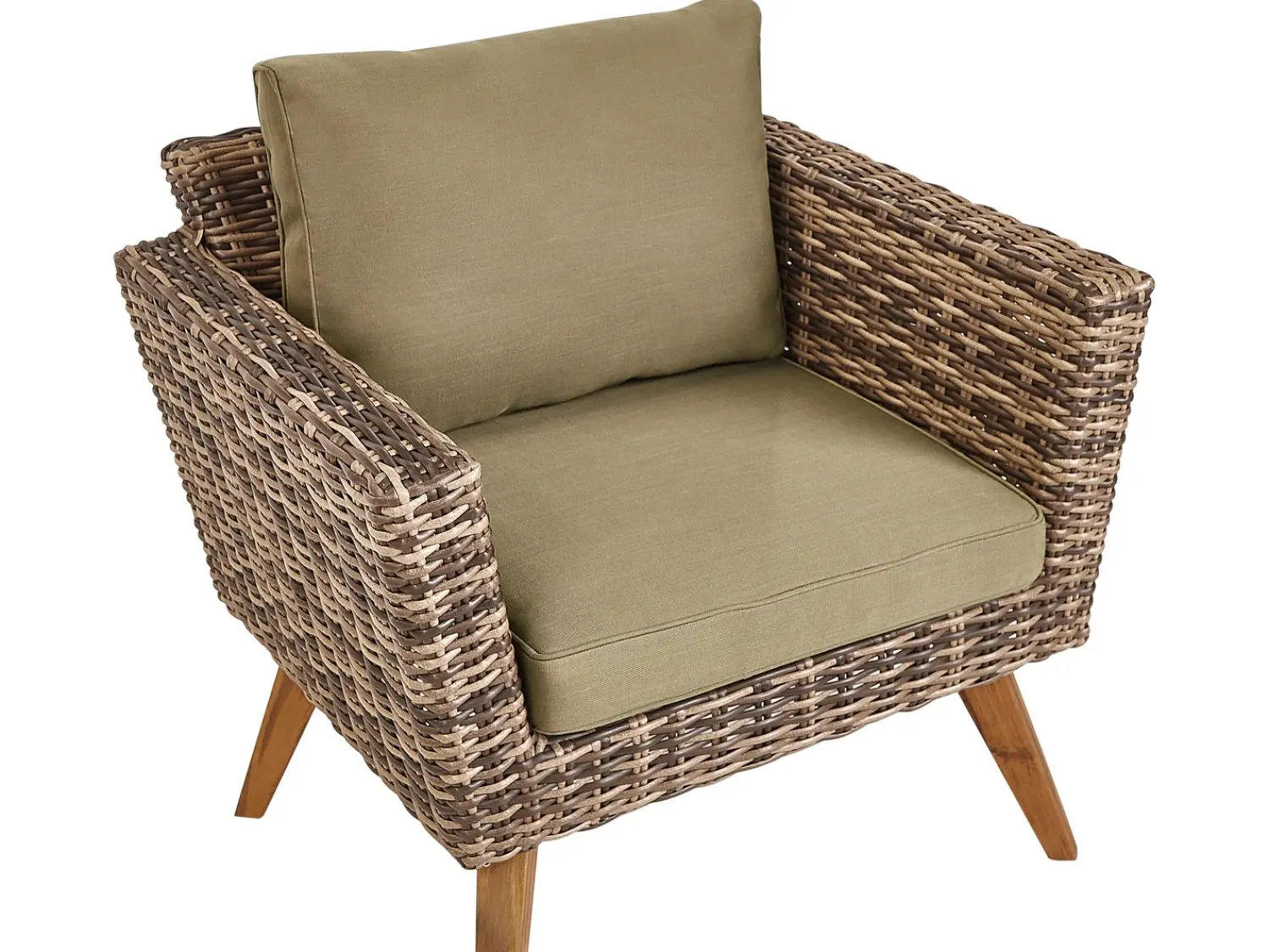 Outlet Beliani Set da giardino con tavolo 4 posti VITTORIA Rattan sintetico (PE) Verde oliva Naturale Marrone Verde