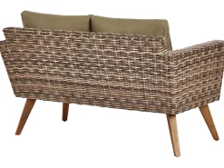 Outlet Beliani Set da giardino con tavolo 4 posti VITTORIA Rattan sintetico (PE) Verde oliva Naturale Marrone Verde