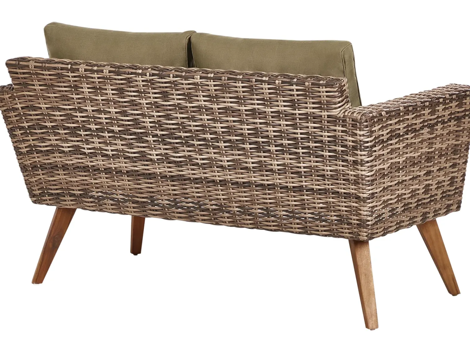 Outlet Beliani Set da giardino con tavolo 4 posti VITTORIA Rattan sintetico (PE) Verde oliva Naturale Marrone Verde