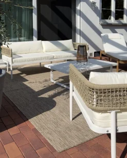 Online Beliani Set da giardino con tavolo 5 posti SERLA Metallo Bianco Beige Bianco