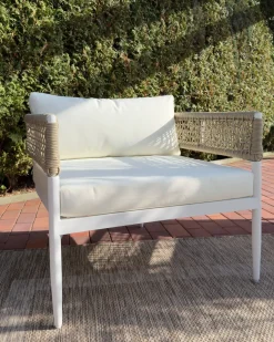 Online Beliani Set da giardino con tavolo 5 posti SERLA Metallo Bianco Beige Bianco