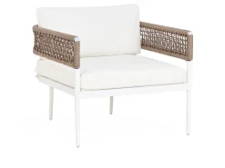 Online Beliani Set da giardino con tavolo 5 posti SERLA Metallo Bianco Beige Bianco
