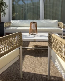 Online Beliani Set da giardino con tavolo 5 posti SERLA Metallo Bianco Beige Bianco