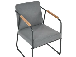 New Beliani Set da giardino con tavolo 4 posti VEZZANA Metallo Grigio Grigio Marrone Nero