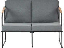 New Beliani Set da giardino con tavolo 4 posti VEZZANA Metallo Grigio Grigio Marrone Nero