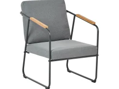 New Beliani Set da giardino con tavolo 4 posti VEZZANA Metallo Grigio Grigio Marrone Nero
