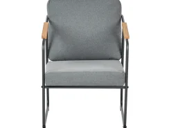 New Beliani Set da giardino con tavolo 4 posti VEZZANA Metallo Grigio Grigio Marrone Nero