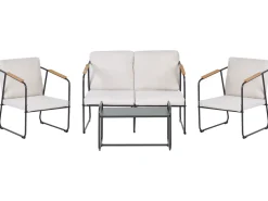 Sale Beliani Set da giardino con tavolo 4 posti VEZZANA Metallo Beige chiaro Beige Marrone Nero