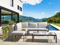 Discount Beliani Set da giardino con tavolo 5 posti SKALA Metallo chiaro Grigio
