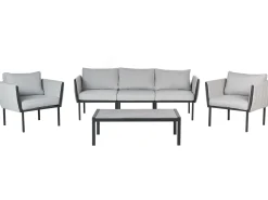 Discount Beliani Set da giardino con tavolo 5 posti SKALA Metallo chiaro Grigio
