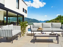 Discount Beliani Set da giardino con tavolo 5 posti SKALA Metallo chiaro Grigio