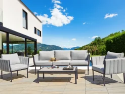 Discount Beliani Set da giardino con tavolo 5 posti SKALA Metallo chiaro Grigio