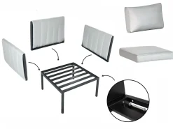 Discount Beliani Set da giardino con tavolo 5 posti SKALA Metallo chiaro Grigio