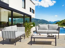Discount Beliani Set da giardino con tavolo 5 posti SKALA Metallo chiaro Grigio