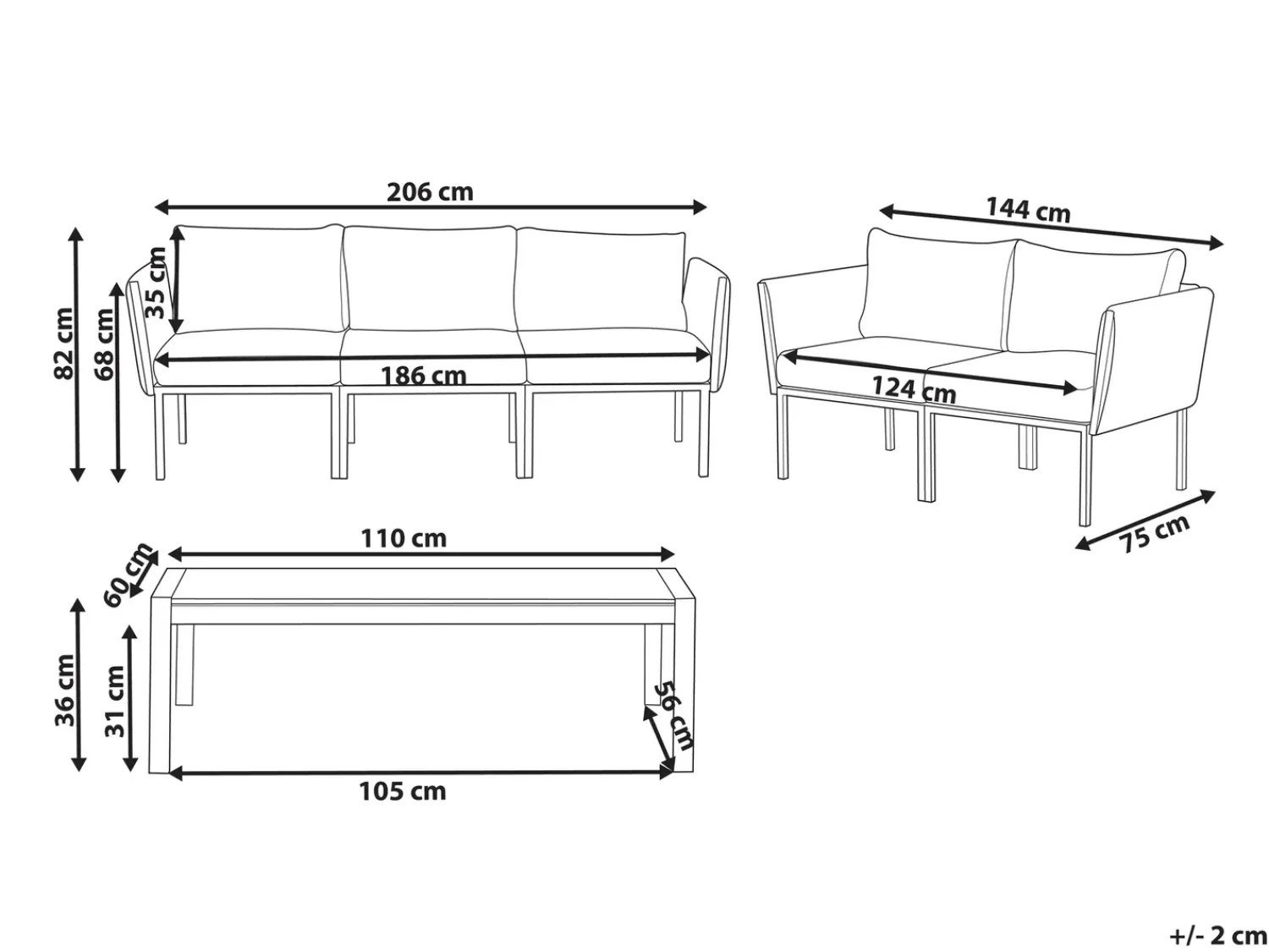 Discount Beliani Set da giardino con tavolo 5 posti SKALA Metallo scuro Grigio