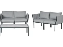 Discount Beliani Set da giardino con tavolo 5 posti SKALA Metallo scuro Grigio