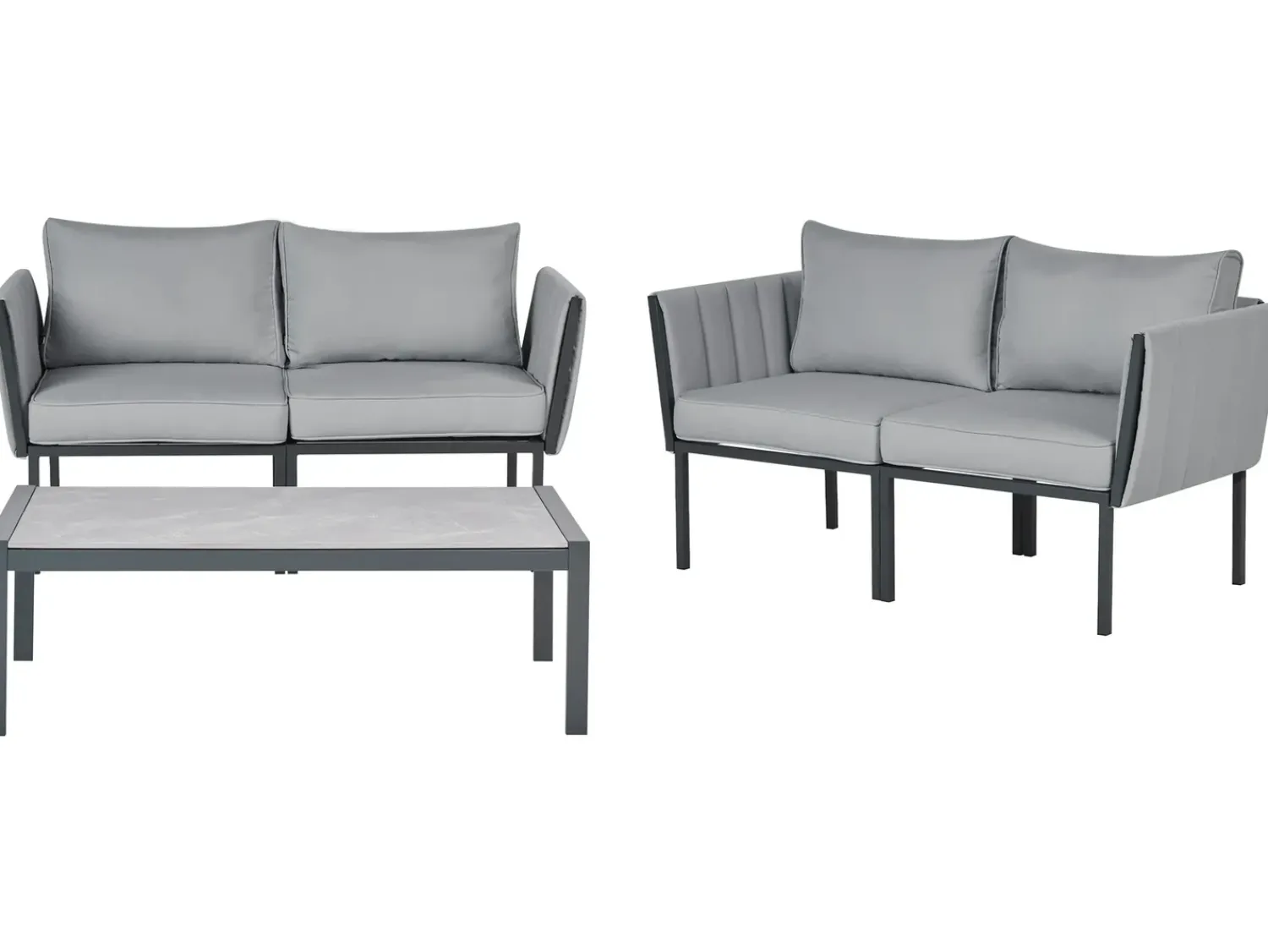 Discount Beliani Set da giardino con tavolo 5 posti SKALA Metallo scuro Grigio