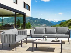 Discount Beliani Set da giardino con tavolo 5 posti SKALA Metallo scuro Grigio
