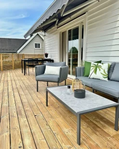 Discount Beliani Set da giardino con tavolo 5 posti SKALA Metallo scuro Grigio