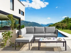Discount Beliani Set da giardino con tavolo 5 posti SKALA Metallo scuro Grigio