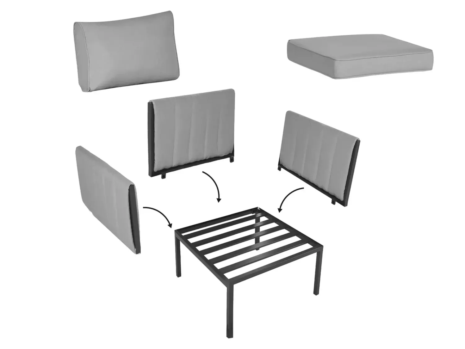 Discount Beliani Set da giardino con tavolo 5 posti SKALA Metallo scuro Grigio