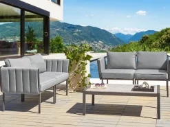 Discount Beliani Set da giardino con tavolo 5 posti SKALA Metallo scuro Grigio