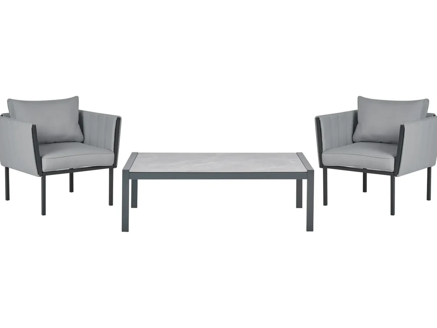 Discount Beliani Set da giardino con tavolo 5 posti SKALA Metallo scuro Grigio