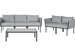 Discount Beliani Set da giardino con tavolo 5 posti SKALA Metallo scuro Grigio