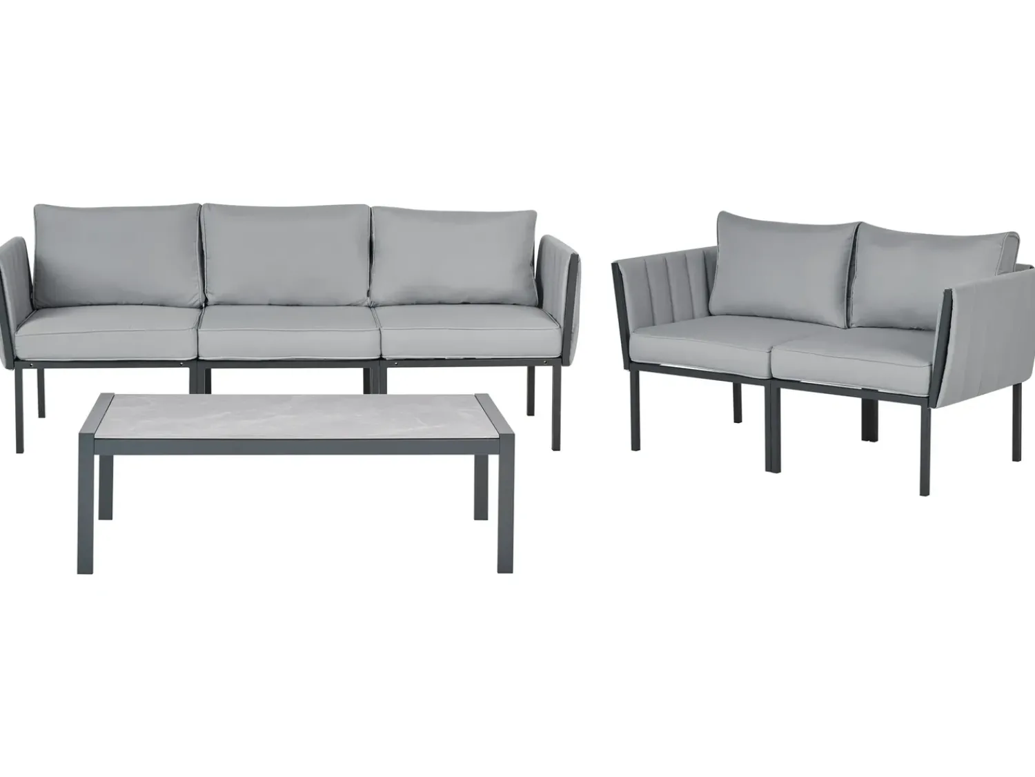 Discount Beliani Set da giardino con tavolo 5 posti SKALA Metallo scuro Grigio