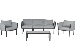 Discount Beliani Set da giardino con tavolo 5 posti SKALA Metallo scuro Grigio