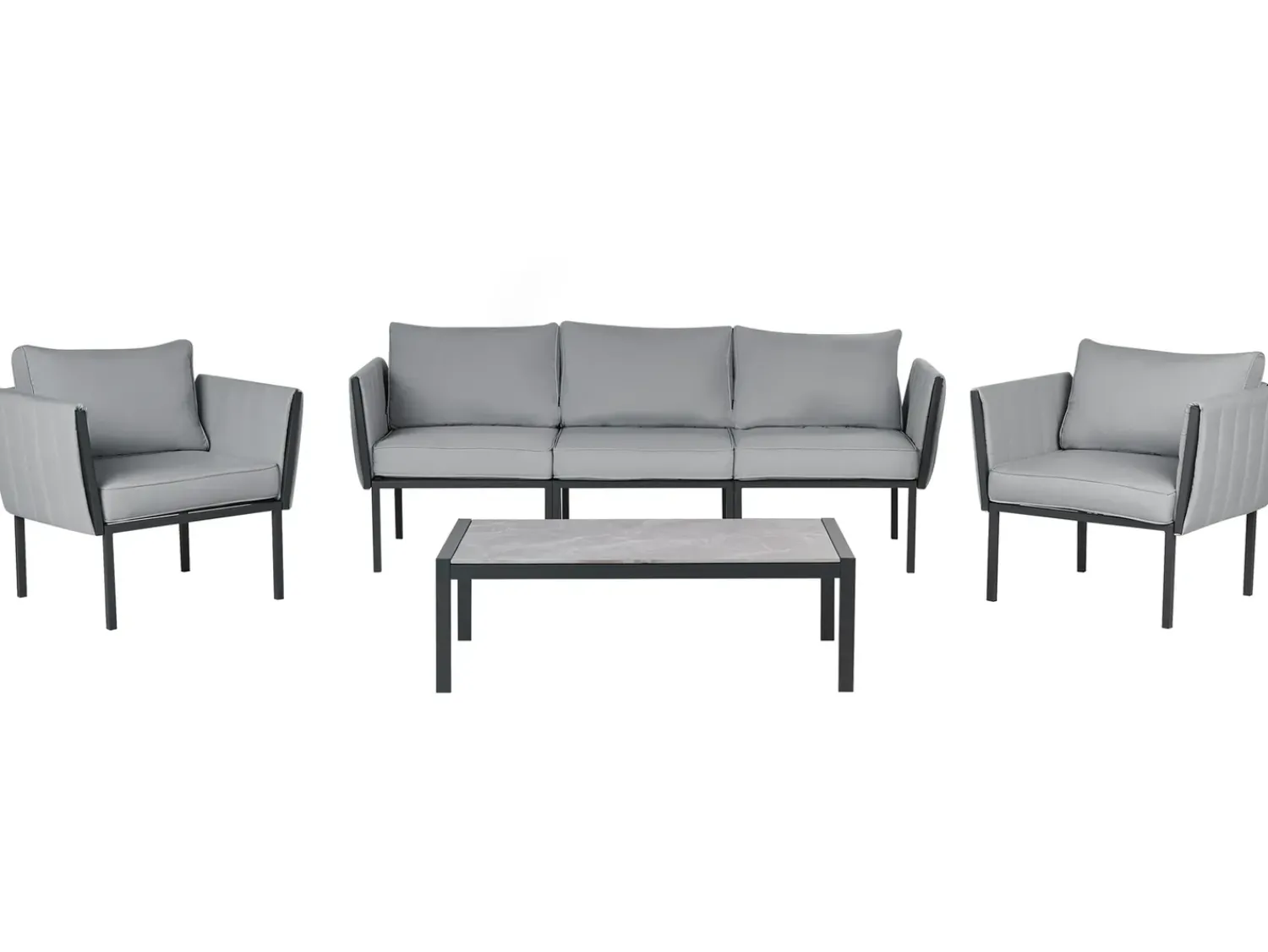 Discount Beliani Set da giardino con tavolo 5 posti SKALA Metallo scuro Grigio