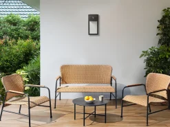 Beliani Set da giardino con tavolo 4 posti OFANTO Rattan sintetico (PE) Naturale Naturale Nero