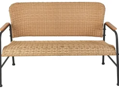 Beliani Set da giardino con tavolo 4 posti OFANTO Rattan sintetico (PE) Naturale Naturale Nero