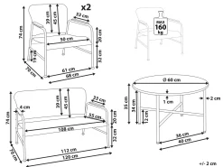 Beliani Set da giardino con tavolo 4 posti OFANTO Rattan sintetico (PE) Naturale Naturale Nero