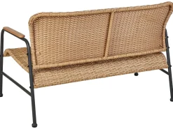 Beliani Set da giardino con tavolo 4 posti OFANTO Rattan sintetico (PE) Naturale Naturale Nero