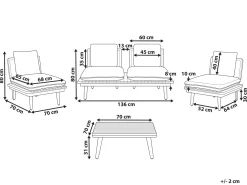 Discount Beliani Set da giardino con tavolo 4 posti ACCADIA Legno di acacia certificato Beige chiaro Beige Marrone