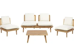 Discount Beliani Set da giardino con tavolo 4 posti ACCADIA Legno di acacia certificato Beige chiaro Beige Marrone