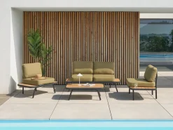 Online Beliani Set da giardino con tavolo 4 posti MINOZZO Legno di acacia certificato Verde oliva Marrone Verde Nero