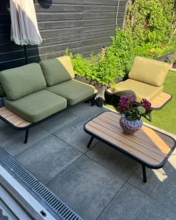 Online Beliani Set da giardino con tavolo 4 posti MINOZZO Legno di acacia certificato Verde oliva Marrone Verde Nero