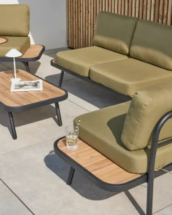 Online Beliani Set da giardino con tavolo 4 posti MINOZZO Legno di acacia certificato Verde oliva Marrone Verde Nero